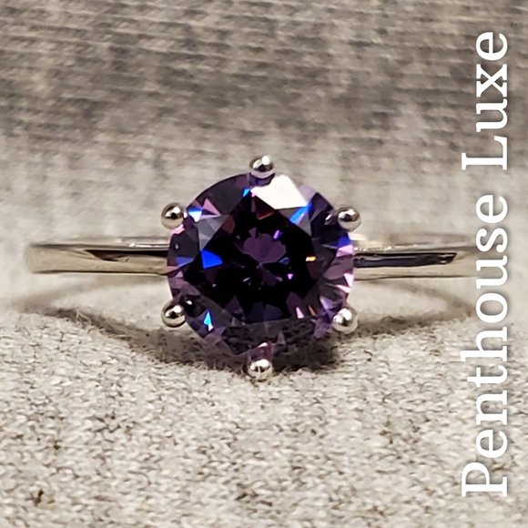 Penthouse Luxe Jewelry - Penthouse Luxe Silver Ring with Purple Gemstone